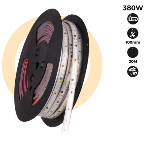 Ruban LED 220V - 300W (2400xSMD2835) - 12mm - Extérieur : IP67 - - Blanc Neutre