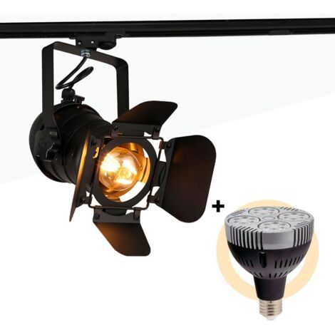 Kit projecteur "CINEMA" orientable pour rail monophasé avec - Blanc Neutre