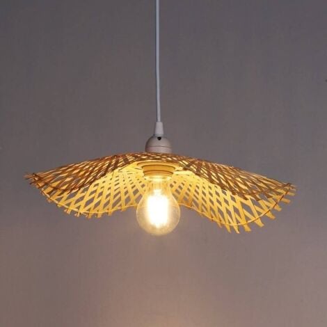 Lampe suspendue en osier "LISA" - E27 - Blanc boho chic