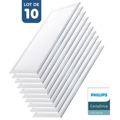 Barcelona Led – Lot de 10 panneaux LED 120x30 cm extra-plats – Driver Philips – 44W – Blanc chaud – Éclairage homogène sans scintillement