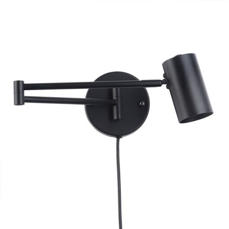 Barcelona Led – Applique murale LED extensible – Aluminium noir – E27 G45 – Longueur ajustable 570 mm – Câble avec interrupteur intégré