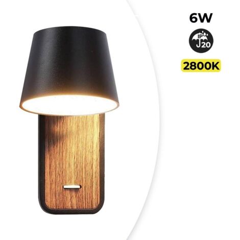 Barcelona Led – Applique murale LED orientable 6W – 520 lumens – Blanc extra chaud 2700K – Aluminium noir mat – Spot orientable 350°