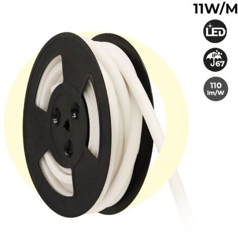Néon LED flexible 24V DC - 12x12mm - 10 mètres - Kit complet - - Blanc Chaud