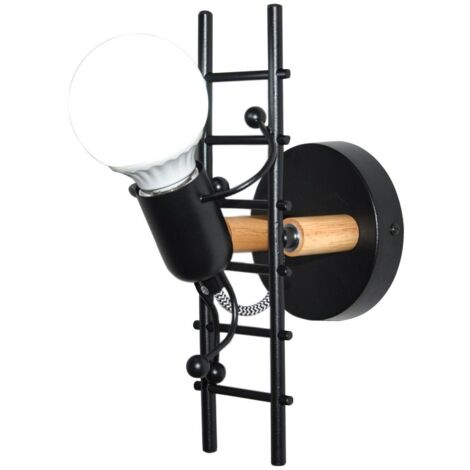 Barcelona Led – Applique murale enfant en bois et aluminium laqué – Design original inspiré figurine – Compatible ampoule LED E27 jusqu'à 40W