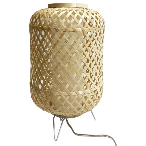 Barcelona Led – Lampe à poser en osier Roso – Abat-jour en treillis – Dimensions Ø 150 x 240 mm – Câble 1600 mm avec interrupteur