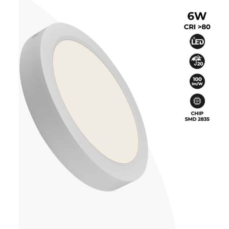 Barcelona Led – Plafonnier LED en saillie 6W 600 lumens – Rendement lumineux 100lm/W – IP20 – Angle d'ouverture 120° – Blanc neutre