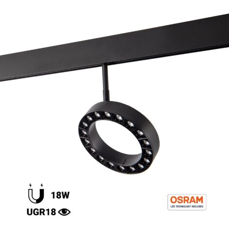 Luminaire circulaire à LED pour rail magnétique 48V - Ø16cm -