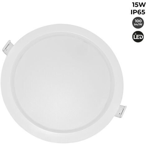 Barcelona Led – Spot LED encastrable étanche 15W – IP65 pour environnements humides – Diffuseur opale Ø 145-160mm – Blanc froid 6000K