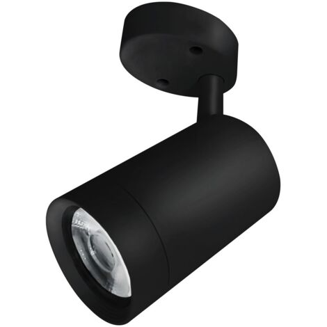 Barcelona Led – Spot orientable GU10 en plastique noir – Angle d'ouverture 36° – IP20 – Pour ampoules LED – Dimensions Ø58x93mm
