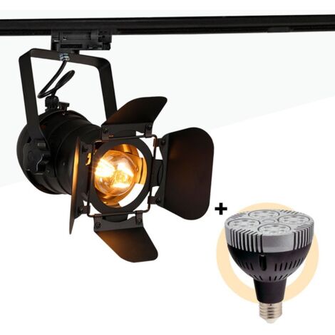 Kit projecteur "CINEMA" orientable pour rail triphasé avec - Blanc Neutre