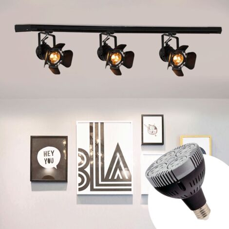 Kit projecteur "CINEMA" orientable pour rail triphasé avec - Blanc Neutre