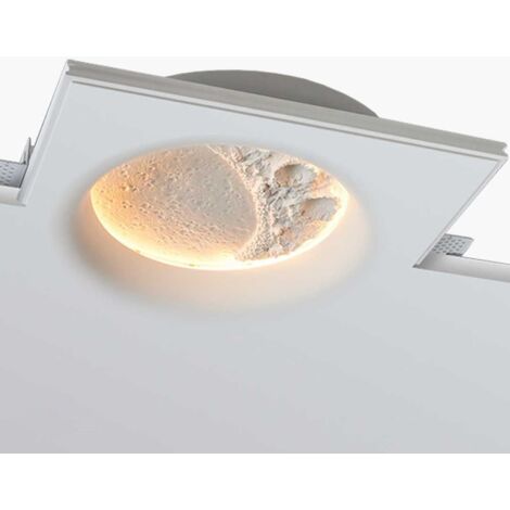 Barcelona Led – Spot encastrable en plâtre forme lune 600x600 – Luminaire LED intégré – Couleur chaude pour ambiance relaxante – Installation simple