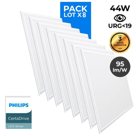 Lot de 8 - Panneau LED 60x60 extra-plat - Driver Philips - 44W - - Blanc Chaud