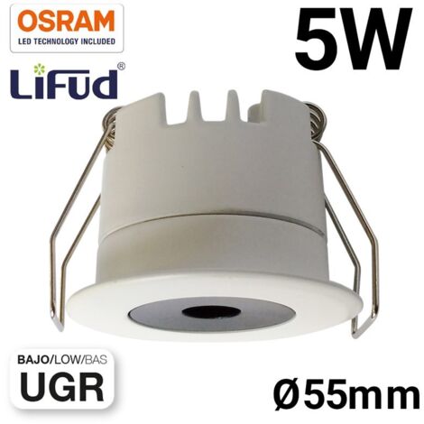 Mini spot LED encastrable 5W faible UGR 55x43,1mm - Blanc