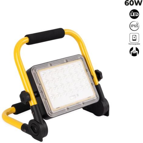 Projecteur LED 60W pour chantier portable - IP65 - 6000K - Blanc Froid