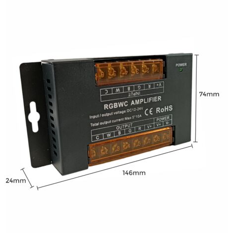 Amplificateur de signal RGB + CCT 12-24V DC - 10A/Canal - Haute