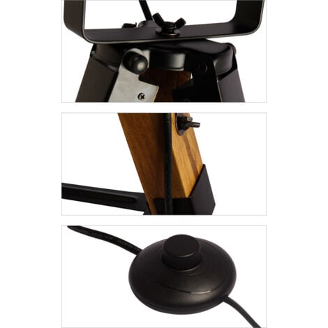 Lampadaire vintage avec trépied "CINEMA" 139cm - Noir