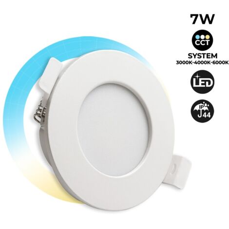 Barcelona Led – Downlight LED étanche 7W – IP44 pour salles de bains – Driver 'No Flicker' – Sélecteur CCT 3000K/4000K/6500K – Ø 68-75mm