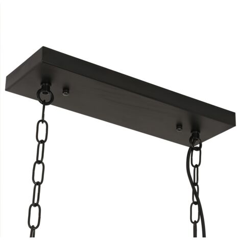 Suspension vintage en bois et métal "Sisca" - 5xE27