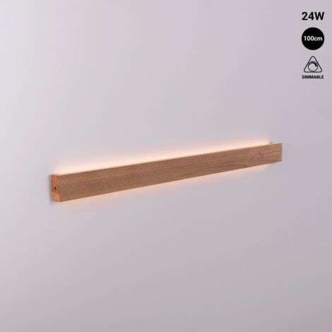 Barcelona Led – Applique murale linéaire en bois – Dimmable 24W – Blanc chaud 3000K – Installation facile – Éclairage d'accentuation intérieur