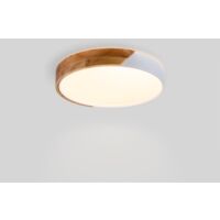 Plafonnier LED rond CCT en bois et polycarbonate - 24W - ø40cm - - Blanc