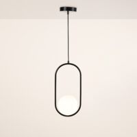 Suspension boule en verre "JOHN" - E27 - Ø 15cm - Noir