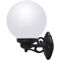 Applique murale globe E27 IP55 – Diffuseur PMMA résistant aux chocs – Compatible ampoules LED – Support noir – Fumagalli