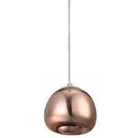 Barcelona Led – Suspension incurvée en verre cristal – Finition métal or rose – Tension 220-240V AC – Douille G9 – Dimensions ø150x1100 mm