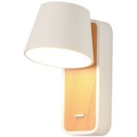 Barcelona Led – Applique murale LED orientable 6W – Blanc mat effet bois – 520 lumens – Température couleur 2700K – Angle d'ouverture 120°