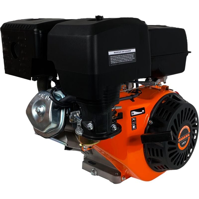 Moteur essence 9,6kW 13 PS 389cc OHV, démarreur à tirette, arbre 25.4mm