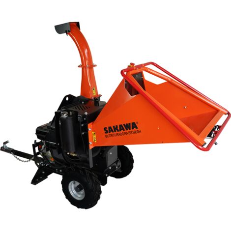Sakawa – Biotriturateur thermique 15CV – Moteur 4 temps – Capacité de coupe 150 mm – Châssis acier avec roues pneumatiques