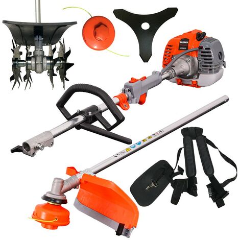 Sakawa – Débroussailleuse multifonction 32 CC – Moteur 2 temps essence 1,7 cv – Conception divisible pour travaux jusqu'à 3m – Guidon ergonomique