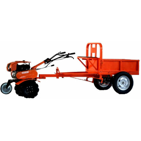 Sakawa – Remorque motobineuse – Accessoire robuste pour transport de charges – Châssis haute capacité – Roues pneumatiques tout-terrain