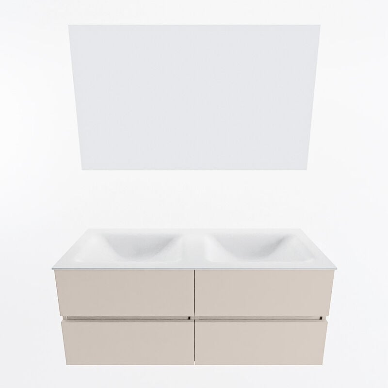 VICA 120cm mueble de baño Smag 4 cajones. Lavabo CLOUD Izquierda 1 orificio  color Talc con