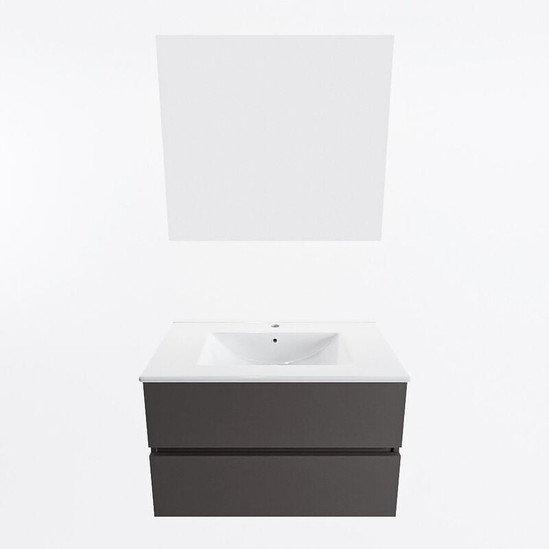 VICA 80cm mueble de baño Marquina 2 cajones. Lavabo MOON Centro