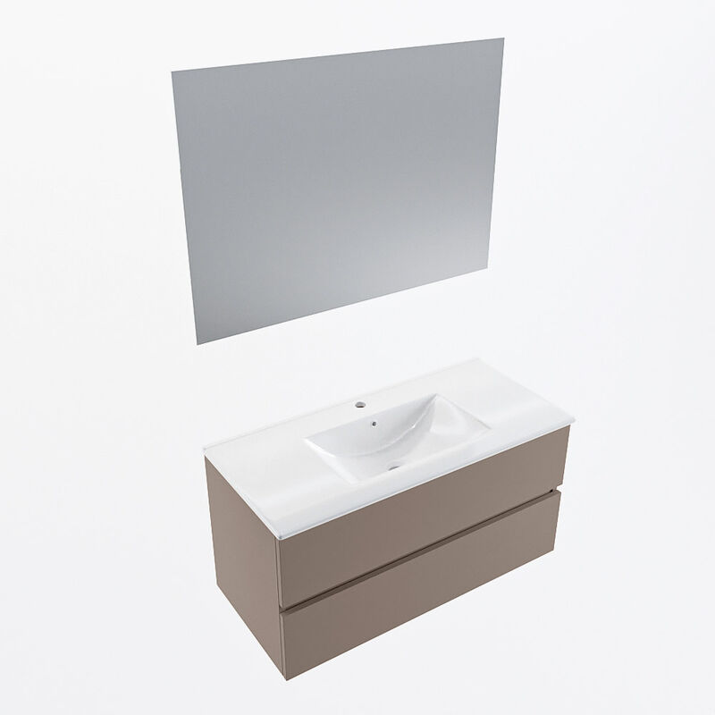 VICA 80cm mueble de baño Marquina 2 cajones. Lavabo MOON Centro