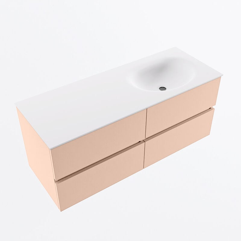 VICA 120cm mueble de baño Smag 4 cajones. Lavabo CLOUD Izquierda 1 orificio  color Talc con