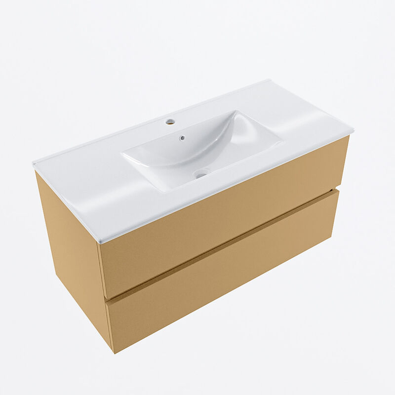 VICA 80cm mueble de baño Jeans 2 cajones. Lavabo CLOUD Centro sin orificio  color Talc con