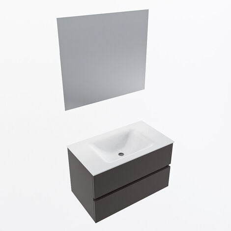 VICA 60cm mueble de baño Dark Grey 2 cajones. Lavabo CLOUD Centro 1  orificio color Talc