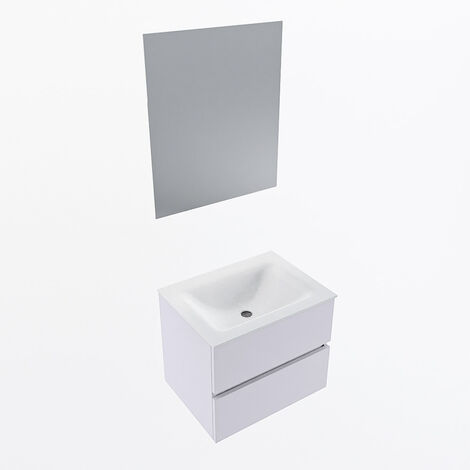 VICA 80cm mueble de baño Marquina 2 cajones. Lavabo MOON Centro sin  orificio color Talc con