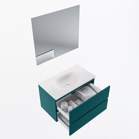 VICA 80cm mueble de baño Marquina 2 cajones. Lavabo MOON Centro