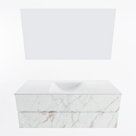MONDIAZ VICA 130cm mueble de baño Carrara 2 cajones. con Lavabo CLOUD  centro 1 orificio color