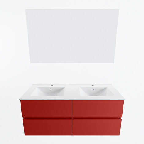 MONDIAZ VICA 120cm mueble de baño Fire 4 cajones. con Lavabo Denia doble 2  orificios color