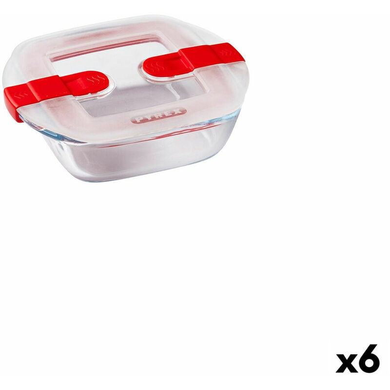 Porta pranzo Ermetico Pyrex Cook & Heat 15 x 12 x 4 cm 350 ml Trasparente  Vetro (6 Unità)