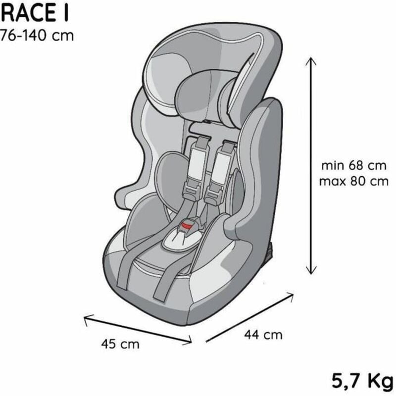 Seggiolino auto con cintura NANIA RACE I 76-140 cm R129 ? da 3 a