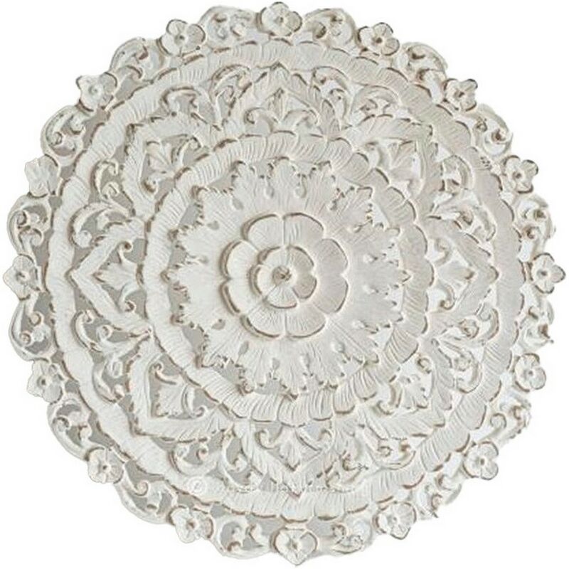 Decorazione da Parete DKD Home Decor Bianco Mandala Legno MDF (90 x 2 x 90  cm)