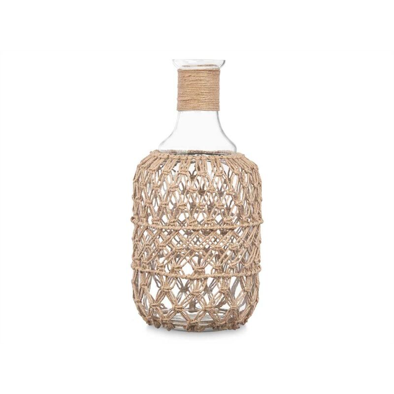 Bottiglia Decorativa Trasparente Naturale Vetro Corda 18 x 38 cm (4 Unità)