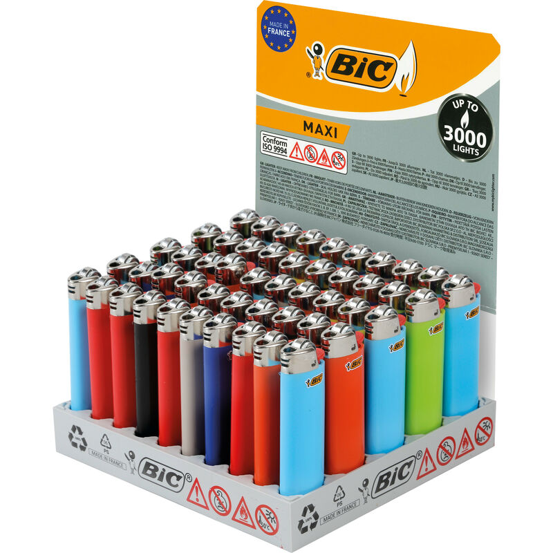 Accendini Bic Classic Maxi J26. Display da 50 pezzi colori assortiti