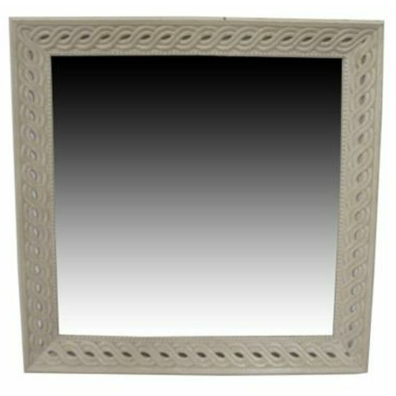 Specchio da parete Home ESPRIT Bianco Naturale Legno di mango Romantico 92  x 6 x 92