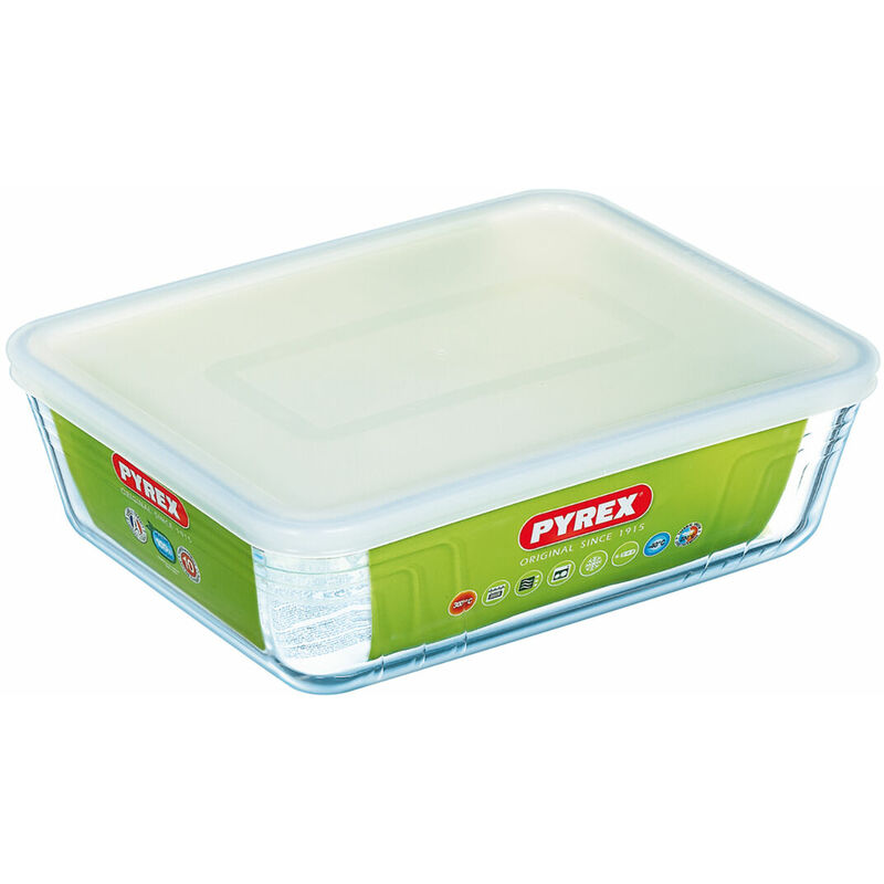 Portapranzo Rettangolare con Coperchio Pyrex Cook & Freeze 25 x 20 cm Trasparente  Silicone Vetro 2,6 L (6 Unità)